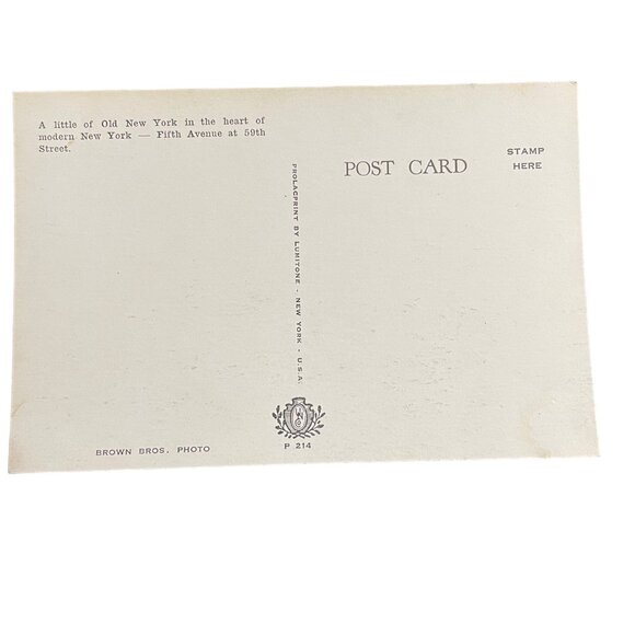 Vintage Postcard New York 59th Street Fifth Avenue Prolacprint u Lumitone Brown - Picture 2 of 6